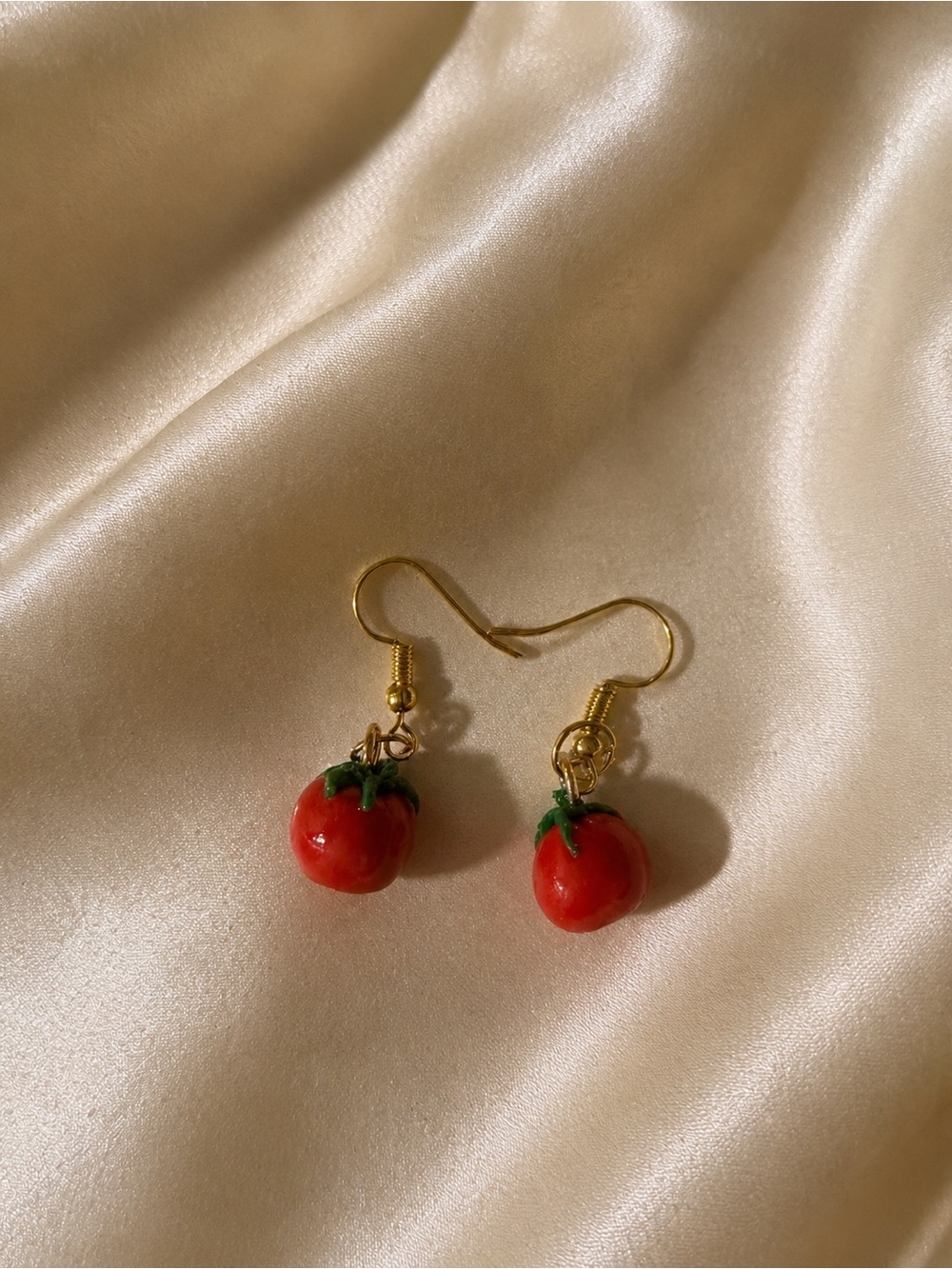 Gold Tomato Drop Earrings
